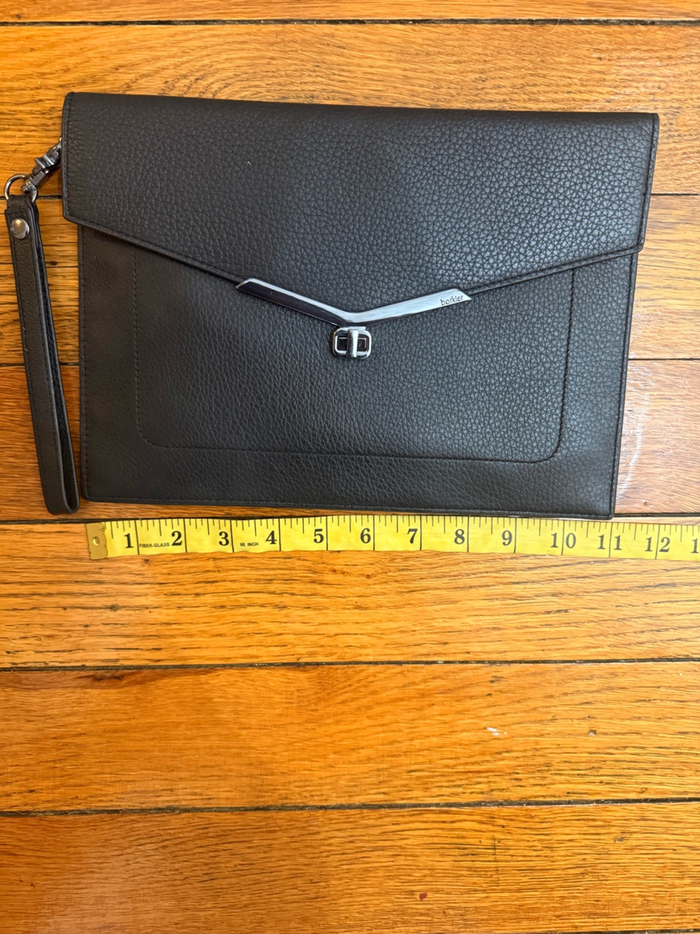 Botkier Black Pebbled Leather Envelope Wristlet with Silver Trim - Picture 4 of 9